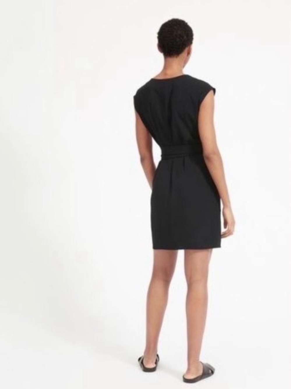 Everlane Black V-Neck Belted Mini Dress - Picture 7 of 7